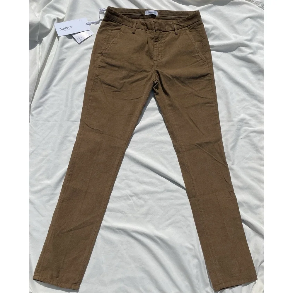 Dondup Gaubert Corduroy Pants Mocha Brown Made in Italy Slim Fit Mens Size 30